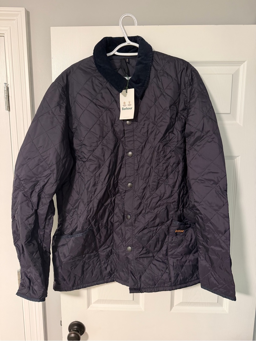 Barbour Quilted Dark Navy Lightweight Jacket with Cord Trim